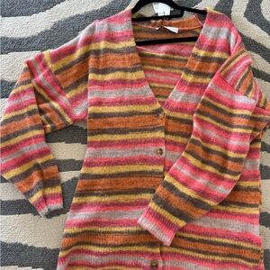 Zara Pink and Orange Striped Cardigan
